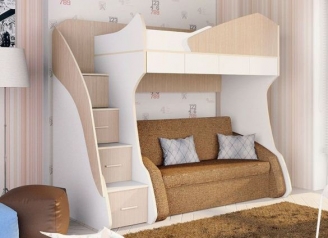 Кровать-чердак с подиумной лестницей