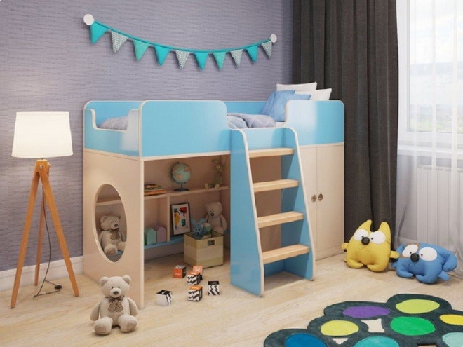 Кровать-чердак для детей от 3 лет с игровой зоной