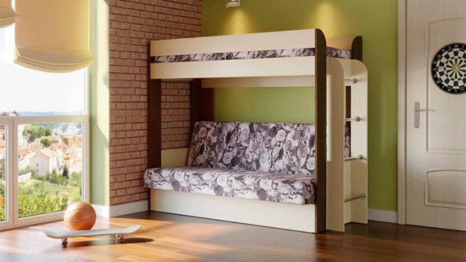 Двухъярусная кровать с диваном Немо от фабрики Олимп-мебель