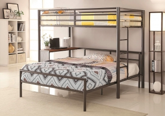 Двухъярусная кровать со спальным местом для двух врослых внизу и верхним для ребенка