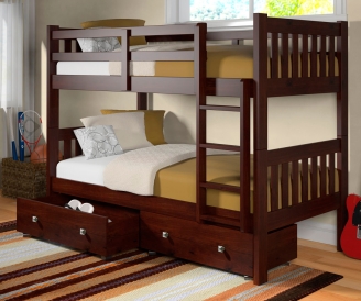 Деревянная двухъярусная кровать для взрослых