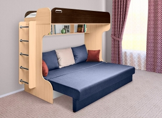 Двухъярусная кровать Элиза Голд - диван в разложенном состоянии