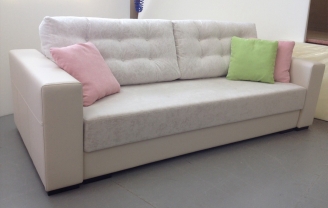 Прямой белый диван из флока