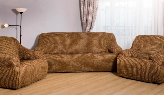 Еврочехлы на диван и кресла шоколадного цвета