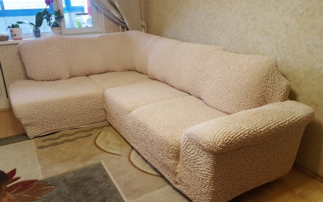 Как застелить диван угловым покрывалом