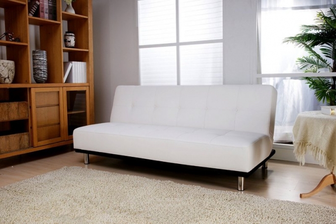 Белый диван без подлокотников с эффектом памяти