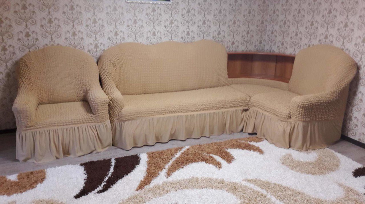 Еврочехол на диван с одним подлокотником - 94 фото