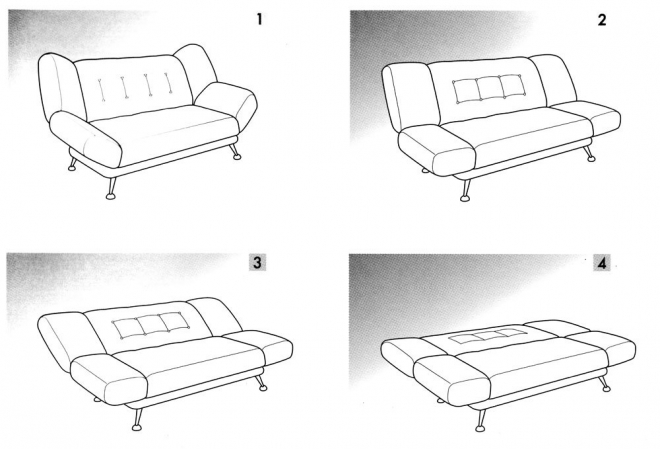 Возможные положения дивана клик-кляк