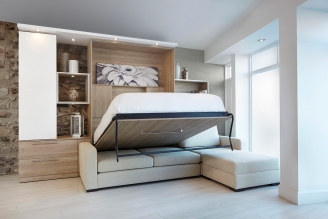 Угловая модель шкаф-кровати с диваном