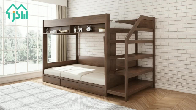 Деревянная двуспальная кровать с увеличенным спальным местом